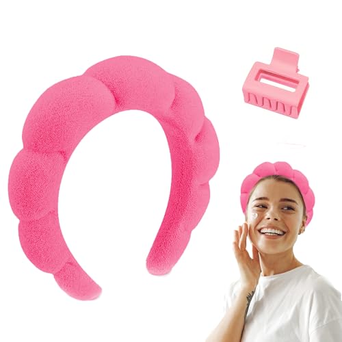 ZEPHRA Make-up-Stirnband mit Klaue, Blasen-Hautpflege-Stirnband, Frottee-Stoff, gepolstertes Spa-Stirnband, Beauty-Stirnband zum Waschen des Gesichts, Make-up, Stirnband für Frauen (Hot Pink, ZEPHRA Make-up-Stirnband mit Klaue, Blasen-Hautpflege-Stirnband, Frottee-Stoff, gepolstertes Spa-Stirnband, Beauty-Stirnband zum Waschen des Gesichts, Make-up, Stirnband für Frauen (Hot Pink, von Zephra