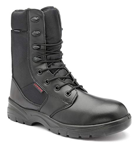 ZEPHYR Z007 Militärische Taktische Stiefel Arbeitsschuhe Sicherheitsschuhe Herren Damen Leder wasserdicht hoch metallfrei Polizei Mil-Tec SWAT Tactical Boot SRC Schnürsenkel; Schwarz; (Numeric_40) von ZEPHYR