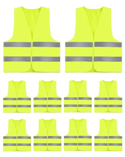 ZephyrCraft Warnwesten Auto 10er Set, Sicherheitsweste Gelb mit Reflektoren für Erwachsene & Kinder, Warnweste Autozubehör, Schutzweste für Fahrrad & Motorrad von ZephyrCraft