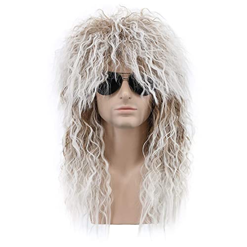 High-Quality Men's Wig, 70er 80er Rocker Perücke Disco Party Perücke Lang Lockig Braun Farbverlauf Weiß Perücke for Männer und Frauen Cosplay Halloween Synthetische Perücken,Natural-Looking Wigs for High-Quality Men's Wig, 70er 80er Rocker Perücke Disco Party Perücke Lang Lockig Braun Farbverlauf Weiß Perücke for Männer und Frauen Cosplay Halloween Synthetische Perücken,Natural-Looking Wigs for von Zephyria