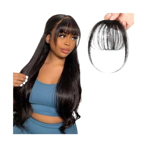 Natural Looking Hair Bangs Clip-In Fringe for Wome Clip-In-Pony-Echthaarverlängerungen, Air Bangs, Wispy Bangs for Frauen und Mädchen, 1 Stück Stirn-Ersatz-Pony for den täglichen Gebrauch Ideal for Co von Zephyria