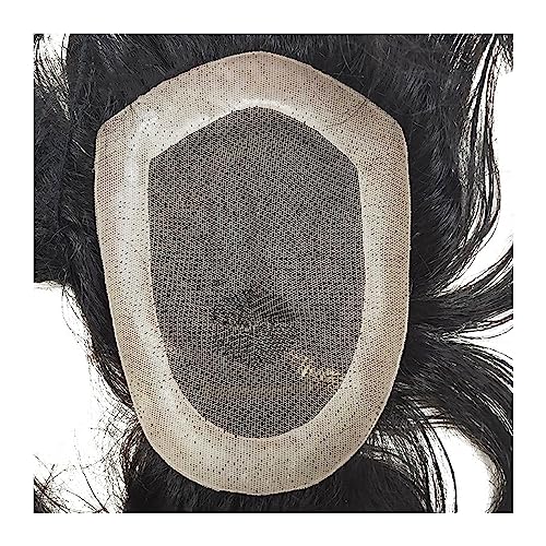 Natural Looking Hairpiece for Men, Herren-Toupet, Echthaar-Systemeinheiten, Schweizer Spitze und NPU um Herren-Haarteile, 30 mm Welle, langlebige männliche Haarprothese (1B#Naturschwarz mit Grau), In von Zephyria