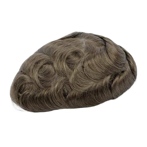 Natural Looking Hairpiece for Men, Natürlicher menschlicher Haaraufsatz mit grauem Haar, Toupet for Männer, Haarkapillarprothese for Männer, Schweizer Spitze, PU, ​​indische menschliche Haarperücken f von Zephyria