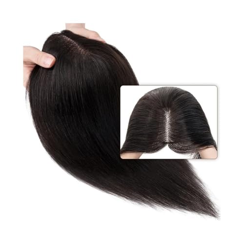 Natural Looking Hairpiece for Women, Glatte Haar-Topper for Frauen, 8 x 10 cm, Mittelteil, Einzelknoten, Mono-Basis, handgehäkeltes Haarteil, Clip-In-Extensions aus indischem Echthaar, Invisible & Br von Zephyria