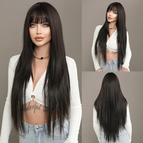 Premium Echthaarperücke, Lange gerade Ascheperücke for Frauen, täglicher Gebrauch, Party, Farbverlaufsblond, mittelgeteilte Perücke, 150-Dichte-Perücke, Natürliches Aussehen und angenehmes Tragegefüh von Zephyria