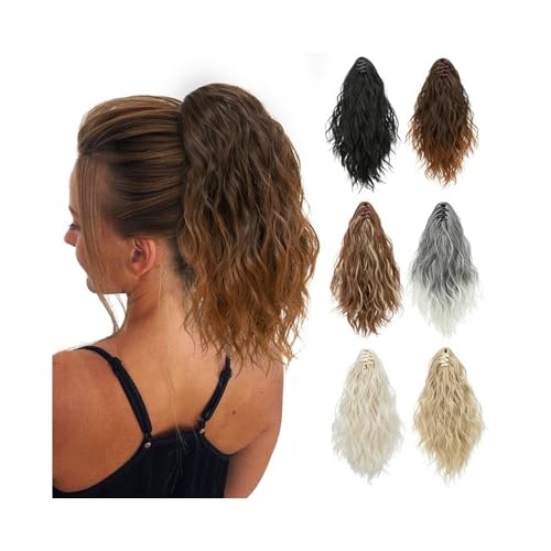 Premium Human Hair Ponytail Extension for Women, 10/12 Zoll Pferdeschwanzverlängerung Klaue Clip-in-Haarverlängerungen Wellenförmige lockige Pferdeschwanz-Haarverlängerungen Synthetische gefälschte Pf von Zephyria