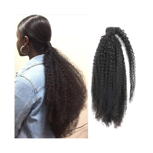 Premium Human Hair Ponytail Extension for Women, 10-24 Zoll verworrene lockige Pferdeschwanz-Verlängerung aus brasilianischem Remy-Haar, Pferdeschwanz-Verlängerung, Clip-in-Echthaarverlängerung, Afro- von Zephyria