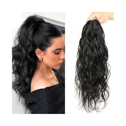 Premium Human Hair Ponytail Extension for Women, 20,3–71,1 cm Körperwellen-Pferdeschwanz-Haarteil, Echthaar, Clip-in-Pferdeschwanz, natürliches Schwarz, brasilianisches Remy-Haar, Clip-in-Welle, locki von Zephyria