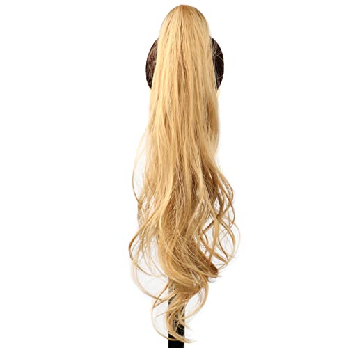 Premium Human Hair Ponytail Extension for Women, 32-Zoll-Kunststoff-Flexible Wrap-Around-Pferdeschwanz-Länge Pferdeschwanz-Verlängerungen Blonde Pferdeschwanz-Haarteile for den täglichen Gebrauch von von Zephyria