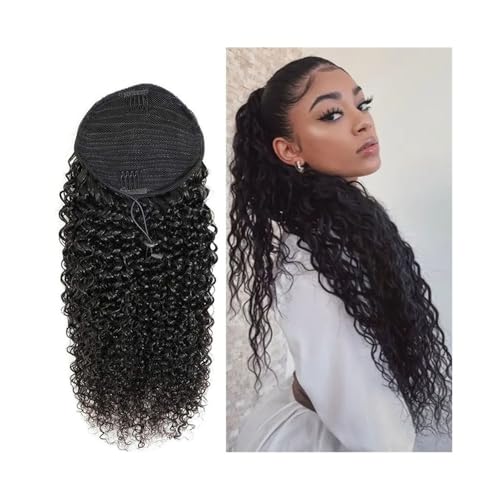 Premium Human Hair Ponytail Extension for Women, Afro Curly Kordelzug Pferdeschwanz 8-26 Zoll Kinky Curly Pferdeschwanz Echthaarverlängerungen Brasilianische Remy Clip In Curly Pferdeschwanz Haarverlä von Zephyria
