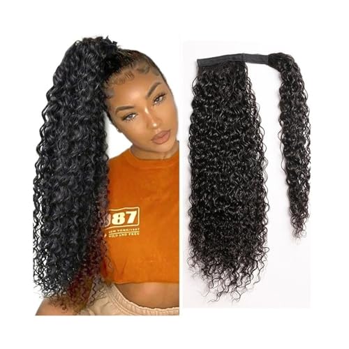 Premium Human Hair Ponytail Extension for Women, Lockiges Echthaar-Pferdeschwanz-Wickel-Pferdeschwanz-Verlängerung, 20,3–66 cm lang, tief gewellt, Remy-Haarteil, natürlich aussehende Clip-in-Haarverlä von Zephyria