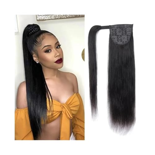 Premium Human Hair Ponytail Extension for Women, Echthaar-Pferdeschwanz-Extensions, 20,3–81,3 cm lang, glattes Haar, umwickelbare Pferdeschwanz-Extensions, Remy-Haare, magische Paste, Pferdeschwanz-Cl von Zephyria