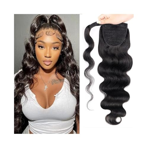 Premium Human Hair Ponytail Extension for Women, Echthaar-Pferdeschwanz-Verlängerung, gewellt, magische Paste, Pferdeschwanz, brasilianisches reines Haar, gewellt, umwickelbarer Pferdeschwanz, for Ank von Zephyria