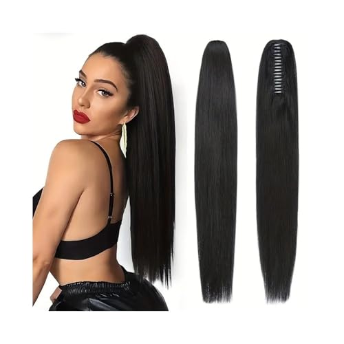Premium Human Hair Ponytail Extension for Women, Klauenclip-Pferdeschwanzverlängerungen, Remy-Echthaar, 25,4–76,2 cm langes, glattes Haar, Pferdeschwanz-Haarteile, Clip-in-Pferdeschwanz-Haarverlängeru von Zephyria