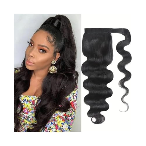 Premium Human Hair Ponytail Extension for Women, Körperwellen-Pferdeschwanz, Echthaar, Clip-in-Haarteil, 20,3–81,3 cm, brasilianisches Remy-Haar, umwickelbare Pferdeschwanz-Verlängerung, gewellt, lock von Zephyria