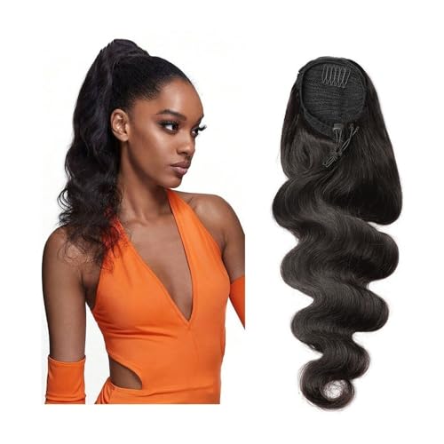 Premium Human Hair Ponytail Extension for Women, Körperwellen-Pferdeschwanzverlängerung mit Kordelzug, natürliches schwarzes Echthaar, Pferdeschwanz, brasilianisches Remy-Haar, Clip-in-Welle, lockiges von Zephyria