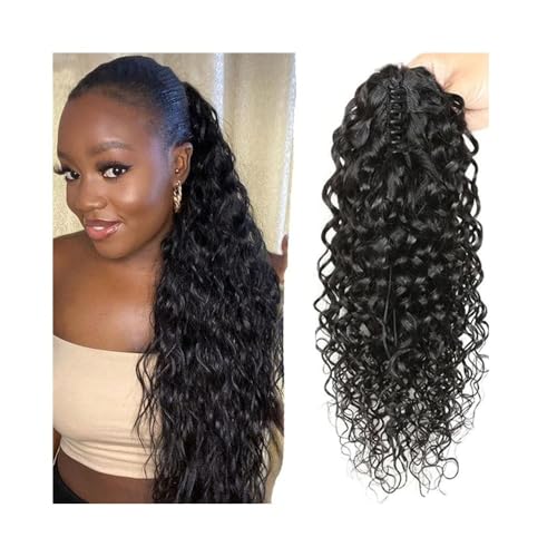 Premium Human Hair Ponytail Extension for Women, Pferdeschwanz-Verlängerung, 20,3–66 cm, Klauenclip, Pferdeschwanz-Verlängerung, Echthaar, Wasserwellen-Pferdeschwanz-Haarverlängerung, Klauenclip im Pf von Zephyria