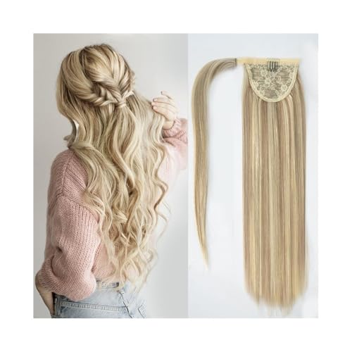 Premium Human Hair Ponytail Extension for Women, Pferdeschwanz-Verlängerung Nr. 8/613, Echthaar, Wickel-Pferdeschwanz-Haarverlängerung, 25,4–66 cm lang, gerade, Clip-in-Pferdeschwanz-Haarteil mit magi von Zephyria