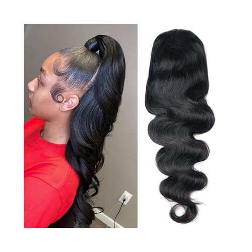 Premium Human Hair Ponytail Extension for Women, Pferdeschwanz-Verlängerung mit Kordelzug, 25,4–66 cm, gewellter Pferdeschwanz, brasilianisches Remy-Echthaar, Clip-in-Welle, gelocktes Pferdeschwanz-Ha von Zephyria
