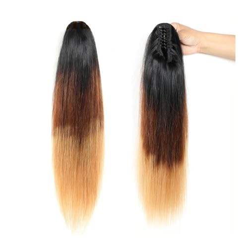 Premium Human Hair Ponytail Extension for Women, Straight Hair Ponytail 10-24 Inch Brazilian Remy Human Hair Claw Clip Ponytail Extensions T1B/4/27 Human Hair Ponytail Hairpiece,Perfect for Half-Up,H von Zephyria