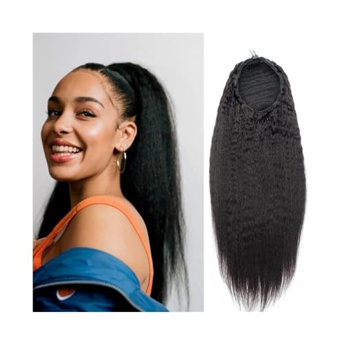 Premium Human Hair Ponytail Extension for Women, Verworrene gerade Pferdeschwanz-Echthaar-Verlängerung, natürliches schwarzes Yaki-gerades brasilianisches Remy-Haar, Kordelzug-Pferdeschwanz-Verlängeru von Zephyria
