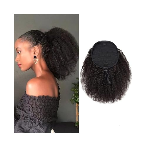 Premium Human Hair Ponytail Extension for Women, Verworrenes lockiges Pferdeschwanz-Haarteil, 25,4–61 cm, Echthaar, Kordelzug, Pferdeschwanz-Verlängerung, Afro-gelocktes brasilianisches Remy-Haar, Cli von Zephyria