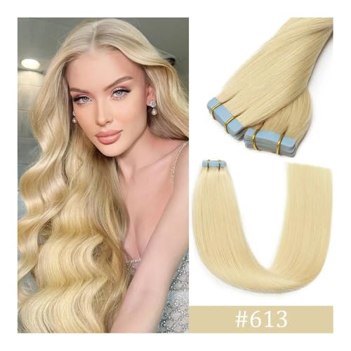 Unsichtbare Tape-Ins für natürliches Aussehen und Blonde nahtlose Tape-in-Haarverlängerungen, 100% Remy-Menschenhaar for Frauen Abnehmbares Haarverlängerungsband für den tägliche(Gold,18 inch) von Zephyria