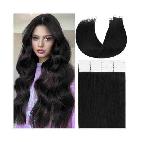 Unsichtbare Tape-Ins für natürliches Aussehen und Haargummis for Damen, schwarz, nahtlos, unsichtbar, Haarverlängerungen, 20 Stück/50 g Abnehmbares Haarverlängerungsband für den tägliche(18 inch) von Zephyria