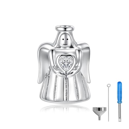 Zepmais Engel-Urnen-Anhänger aus 925er-Sterlingsilber, für Asche, Schmuck für Armbänder und Halsketten, Gedenk-Anhänger für Aashes für Frauen Zepmais Engel-Urnen-Anhänger aus 925er-Sterlingsilber, für Asche, Schmuck für Armbänder und Halsketten, Gedenk-Anhänger für Aashes für Frauen von Zepmais