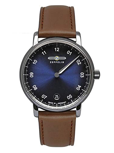 Zeppelin Damenuhr mit Lederband 36 MM ETA Quarz Monotimer Einzeigeruhr Datum 8643-3 von Zeppelin