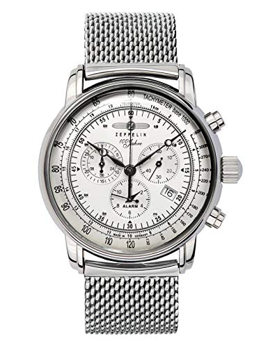 Zeppelin Herrenarmbanduhr Special Edition 100 Jahre Zeppelin Chronograph Alarm 12-Stunden-Stoppfunktion Quarz weiß 7680M-1 von Zeppelin
