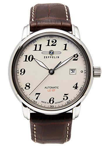 Zeppelin Count Herren Uhr analog Automatik mit Leder Armband 7656-5 von Zeppelin