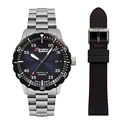 Zeppelin Herrenuhr Serie Eurofighter Automatik mit 2 Armbändern Saphirglas 7268M-3-Set von Zeppelin