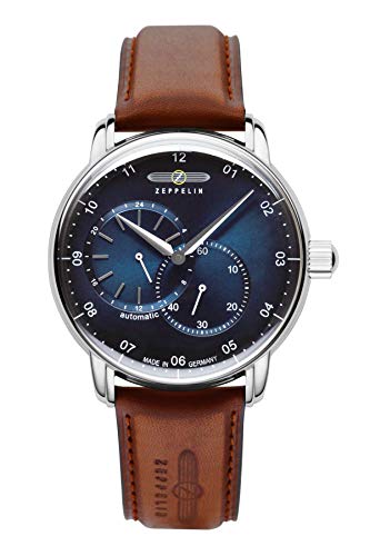 Zeppelin Herrenuhr mit Lederband Serie New Captain’s Line Automatik 24 Stunden Anzeige 8662-3 von Zeppelin