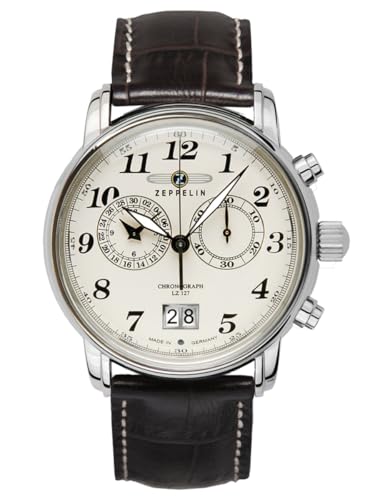 Zeppelin Herrenuhr LZ 127 GRAF Quarz Chronograph Big Date mit Lederarmband 7684-5 von Zeppelin