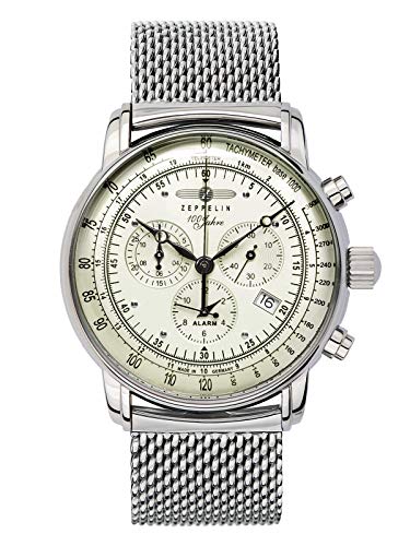 Zeppelin Herren Analog Chronograph Uhr mit Edelstahl Armband 8680M-3 von Zeppelin