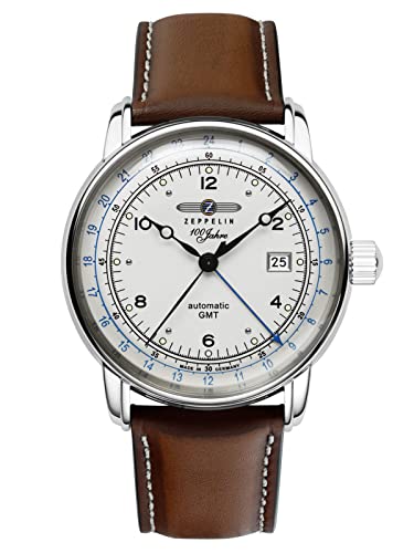 Zeppelin Herrenuhr mit Lederband Serie 100 Jahre ED. 1 Automatik GMT Datum 8666-1 von Zeppelin