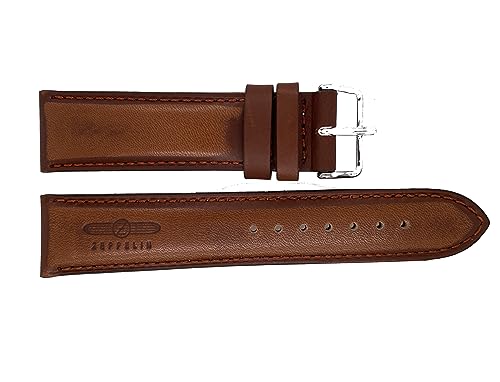 Zeppelin Uhrenarmband Leder cognac mit orangefarbener Naht 22 mm von Zeppelin