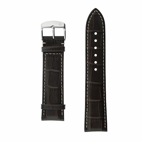 Zeppelin Uhrenarmband Leder crocomatt mocha 22 mm mit Logo an Schließe von Zeppelin