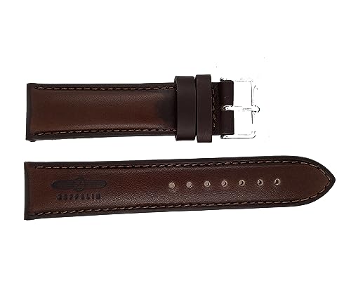 Zeppelin Uhrenarmband Leder dunkelbraun mit bronzefarbener Naht 22 mm von Zeppelin
