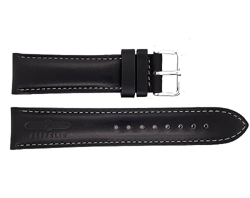 Zeppelin Uhrenarmband Leder schwarz mit anthrazitfarbener Naht 22 mm von Zeppelin