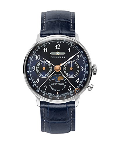 Zeppelin Unisex Chronograph Quarz Uhr mit Leder Armband 7037-3 von Zeppelin