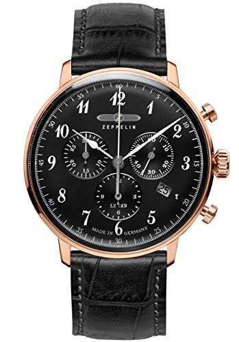 Zeppelin Unisex Chronograph Quarz Uhr mit Leder Armband 7084-2 von Zeppelin
