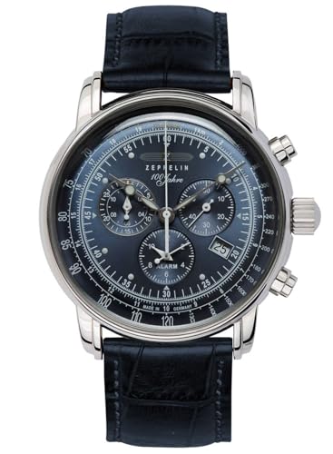 Zeppelin 100 Years Herren Uhr analog Schweizer Quarzwerk mit Leder Armband 7680-3 von Zeppelin