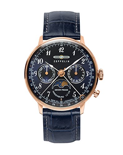 Zeppelin Unisex Chronograph Quarz Uhr mit Leder Armband 7039-3 von Zeppelin