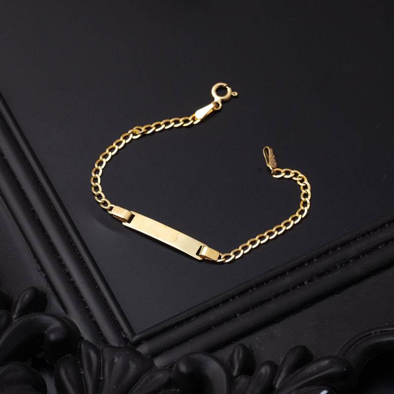 14 Karat Gelbgold Baby-Id-Armband, Solid Gold Baby Namen Armband, Benutzerdefinierte Kind Id Neugeborenen Geschenk von ZerJewelry