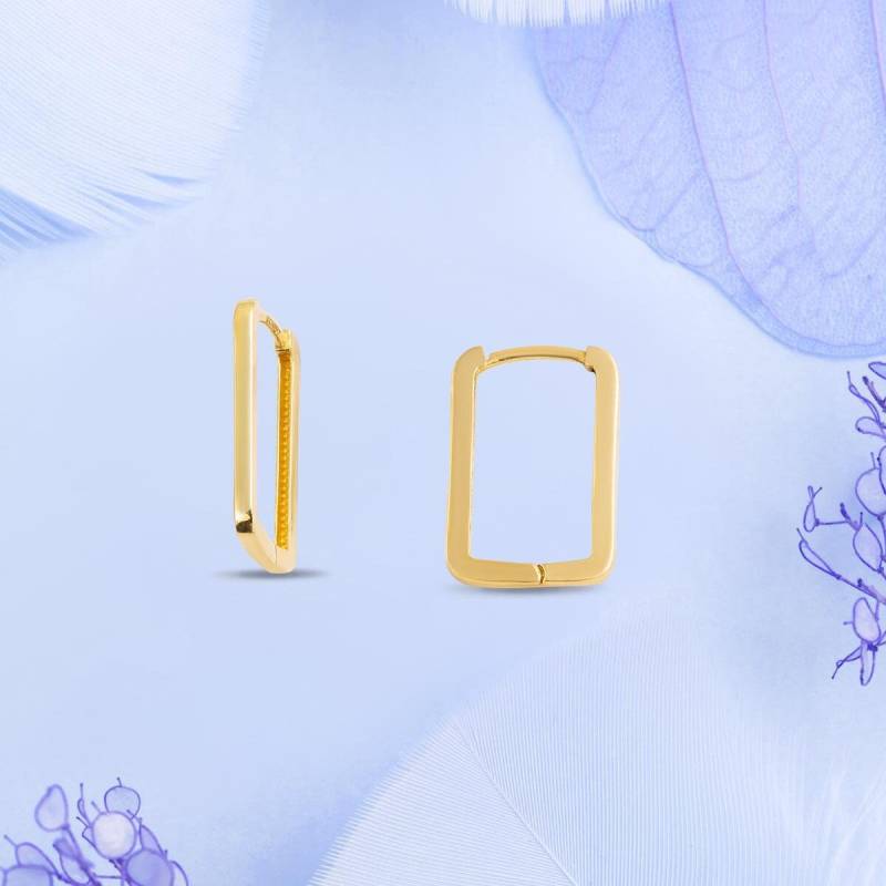 Rechteck Gold Ohrringe, 333 Hoop Minimalist Style Hoop, Schmuck Für Jeden Tag von ZerJewelry