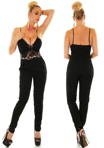 ITALY Damen Overall Jumpsuit Hosenanzug Einteiler Party Playsuit (Schwarz-8524) von Zeralda Fashion