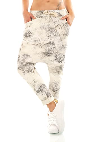 Zeralda Fashion Damen Freizeit Hose Haremshose Jogpants Baggy Boyfriend Batik Ornamente (Elfenbein) von Zeralda Fashion