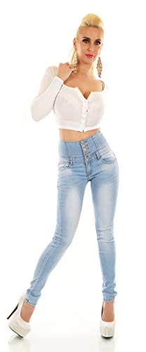 Zeralda Fashion Damen Jeans Hose High Waist Röhrenjeans Röhre Skinny Corsage hoher Bund XS-XL (XS, Hellblau-4608) von Zeralda Fashion